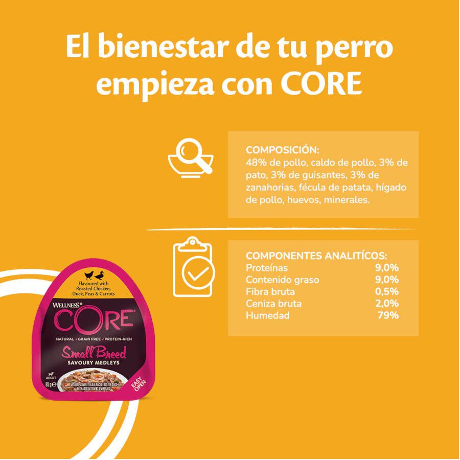 85 g Wellness Core Small Breed Grain Free Frango e Pato terrina para c&atilde;es, , large Imagem n&uacute;mero 4