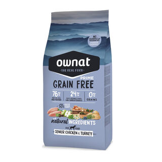 Ownat Senior Prime Grain Free Frango e Peru Ração para cães