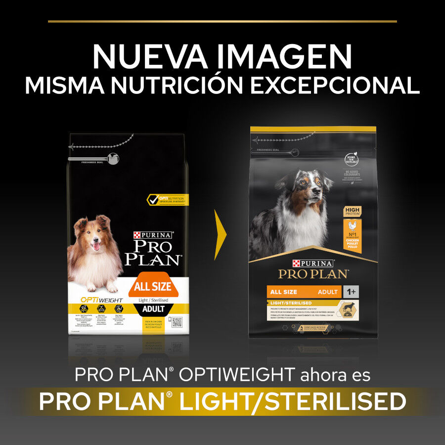 14 kg Pro Plan Adult Light/Sterilised Frango ra&ccedil;&atilde;o para c&atilde;es, , large Imagem n&uacute;mero 2