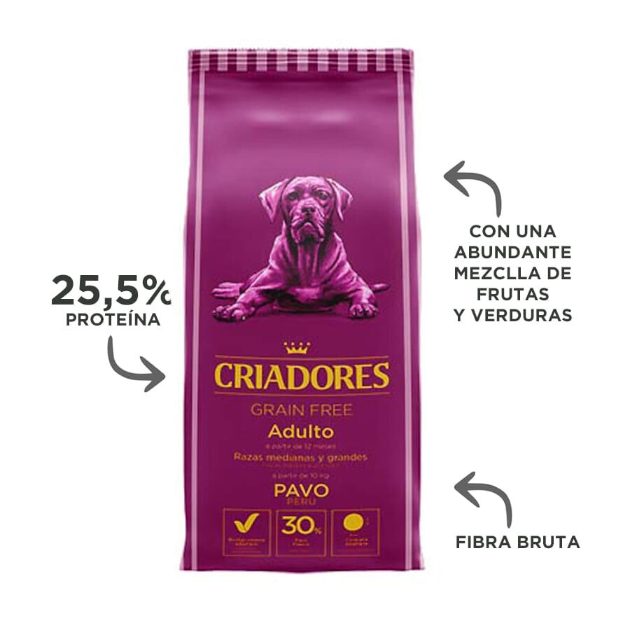 12 kg Criadores Grain Free Peru ra&ccedil;&atilde;o c&atilde;es ra&ccedil;as m&eacute;dias e grandes, , large Imagem n&uacute;mero 3