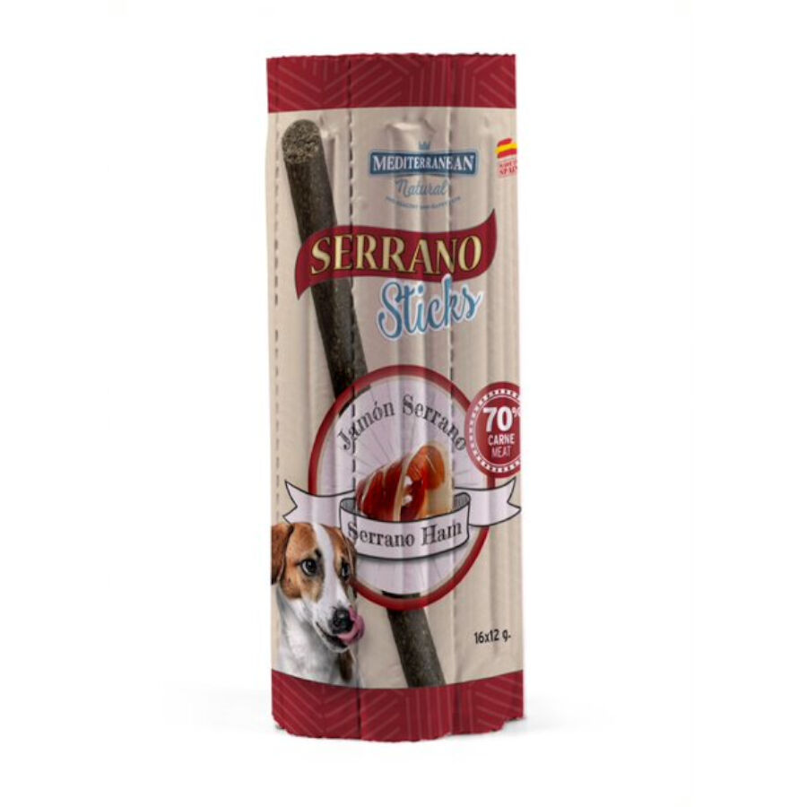 16 sticks Mediterranean Natural Serrano Barrinhas de Presunto Serrano para c&atilde;es, , large Imagem n&uacute;mero 1
