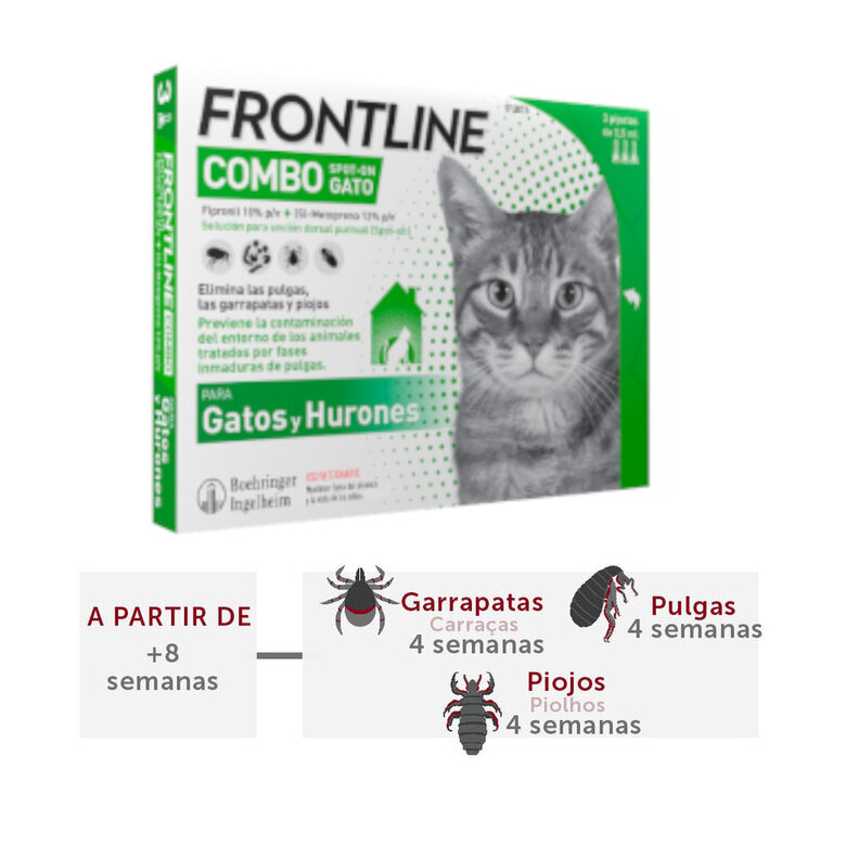 Frontline Combo Pipetas Antiparasitárias para gatos e furões, , large image number null
