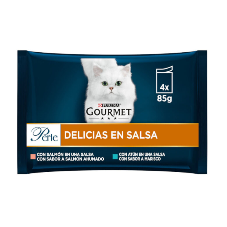 Gourmet Perle Filetes de Salmão e Atum em molho saqueta para gatos, , large image number null