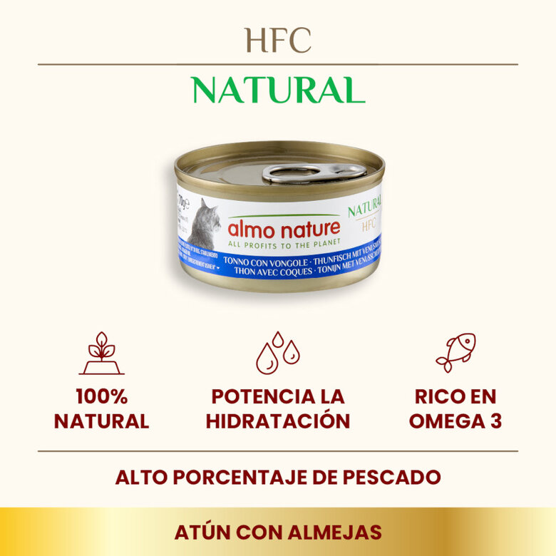 70 g Almo Nature HFC Natural Atum e Amêijoas lata para gatos,  Imagem número 2 70 g Almo Nature HFC Natural Atum e Amêijoas lata para gatos, , large Imagem número 2