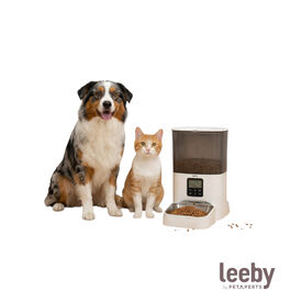 Leeby Comedouro Autom&aacute;tico Program&aacute;vel Branco e Cinzento para c&atilde;es e gatos