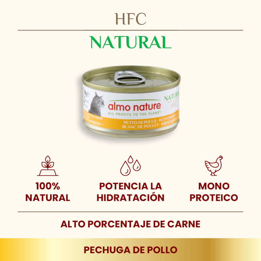 70 g Lata Almo Nature HFC Natural comida com frango para gatos, , large Imagem n&uacute;mero 2