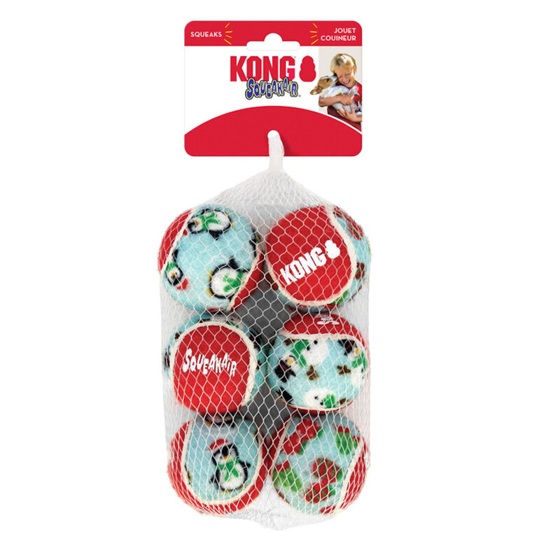 Kong Holiday Squeakair Bola de ténis para cães - pack 6, , large image number null