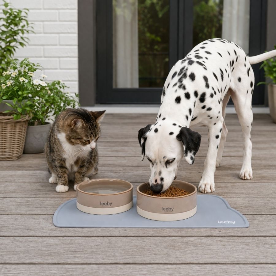 Leeby Tapete Antiderrapante para Comedouro em Forma de Gato Cinzento para c&atilde;es e gatos, , large Imagem n&uacute;mero 1