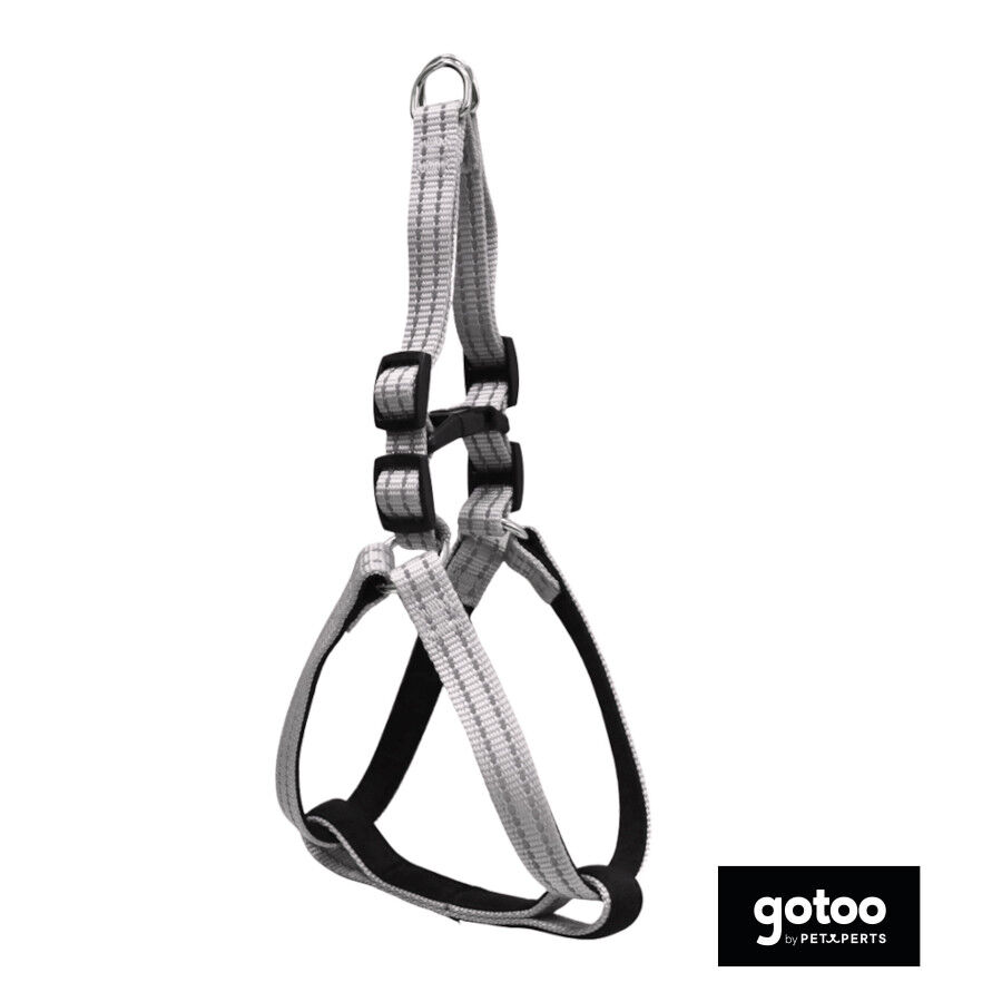 Gotoo Peitoral nylon cinza reflexivo para c&atilde;es, , large Imagem n&uacute;mero 2