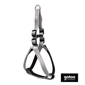 Gotoo Peitoral nylon cinza reflexivo para cães