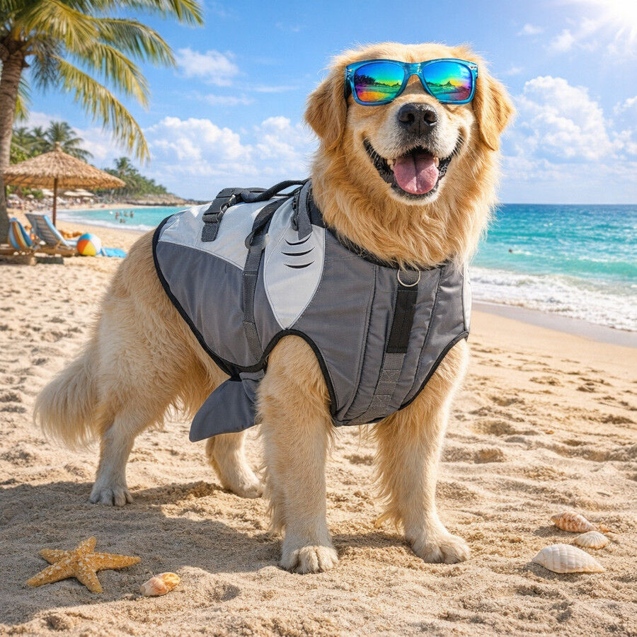 Colete salva-vidas Summer Vibes Shark para c&atilde;es, , large Imagem n&uacute;mero 1