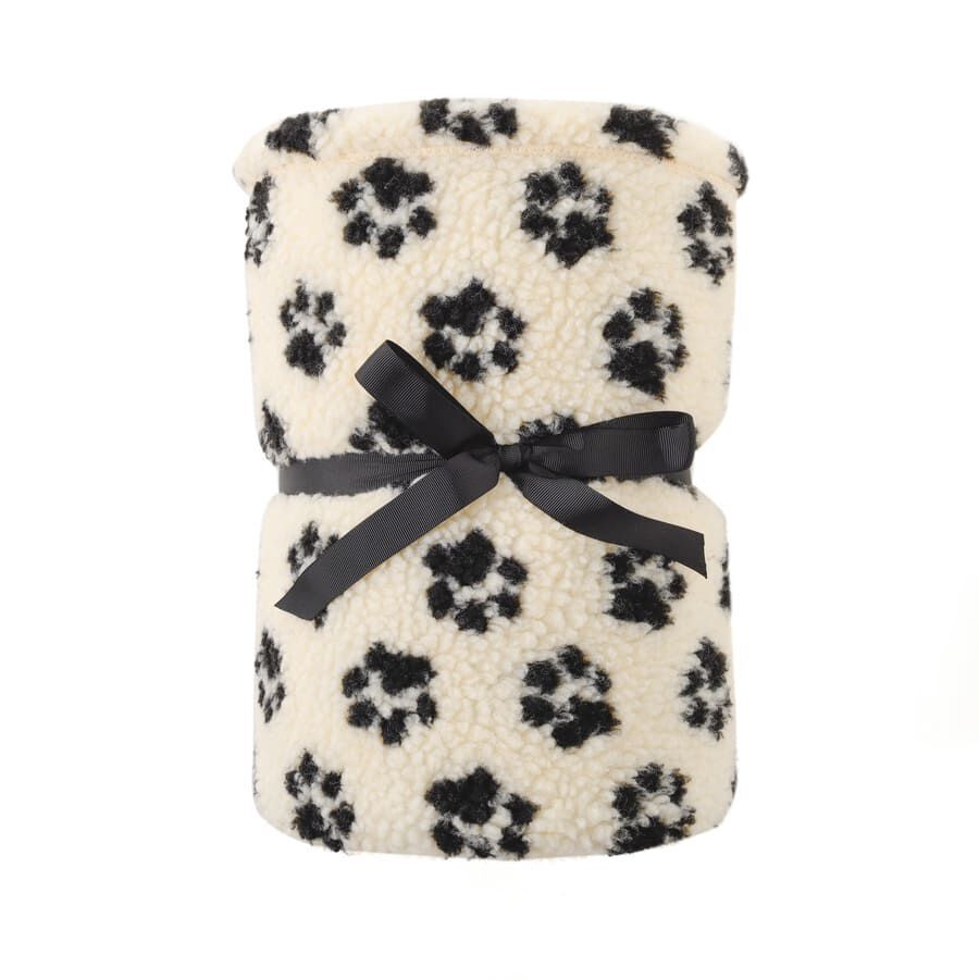 Leeby Manta de l&atilde; com estampado de patas para c&atilde;es, , large Imagem n&uacute;mero 2