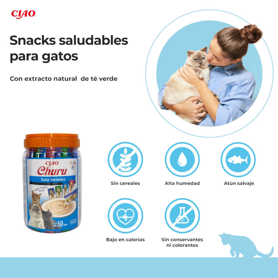 50 saquetas x 14 g Churu Snack Cremoso Variedades de Atum para gatos, , large Imagem n&uacute;mero 2