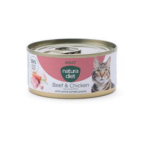 Natura Diet Adult Comida H&uacute;mida de Vaca e Frango em Lata para gatos