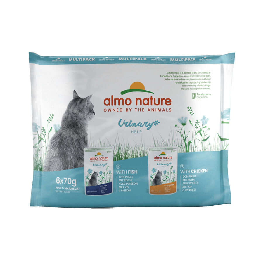 6 saquetas x 70 g Almo Nature Urinary Help Peixe e Frango saquetas para gatos &ndash; Multipack, , large Imagem n&uacute;mero 1