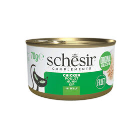 Schesir Filés de Frango com Presunto em Lata de Gelatina para gatos