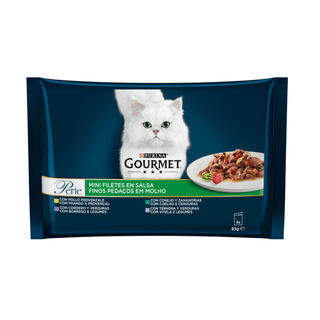 Gourmet Perle Filetes de Carne com Legumes em molho saquetas para gatos – Multipack 4