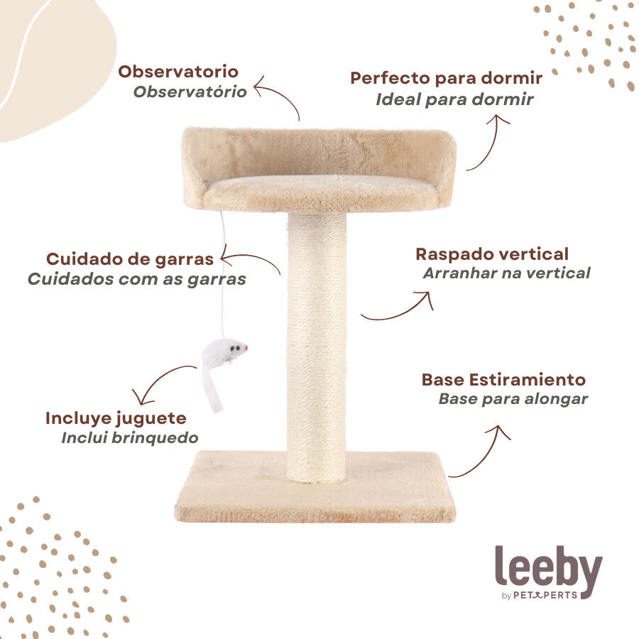 Leeby Tigrou arranhador com cama e brinquedo bege para gatos, , large Imagem n&uacute;mero 4