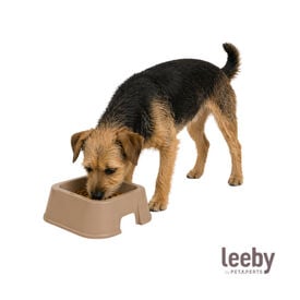 Leeby Comedouro Quadrado Taupe para c&atilde;es