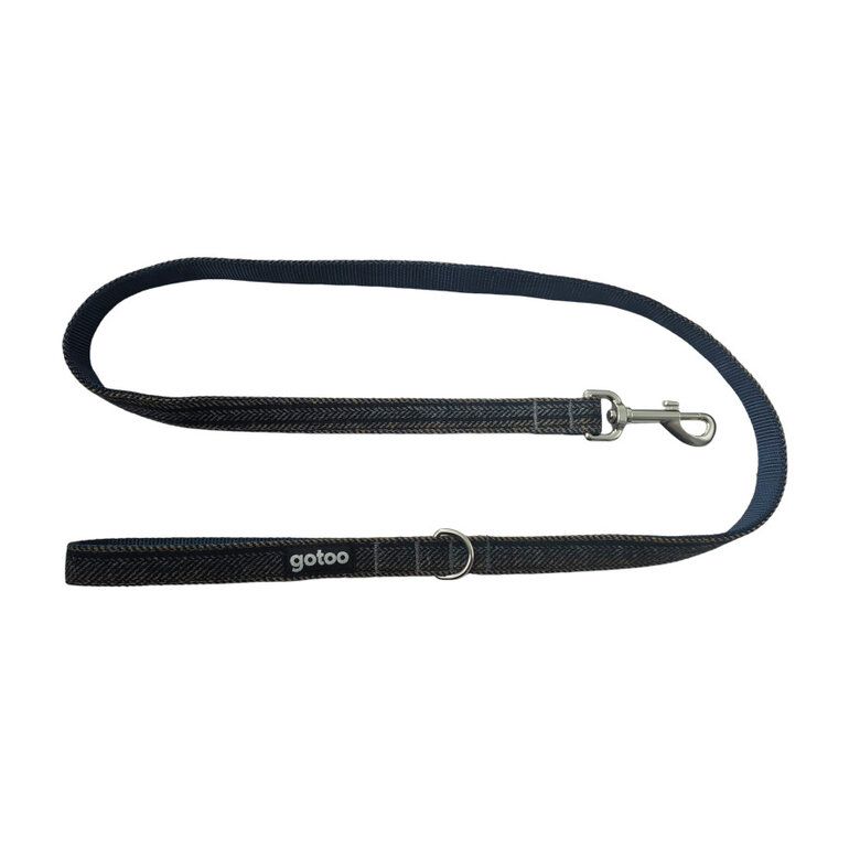 Gotoo Trela estampada tweed azul para cães,  Imagem número 1 Gotoo Trela estampada tweed azul para cães, , large Imagem número 1