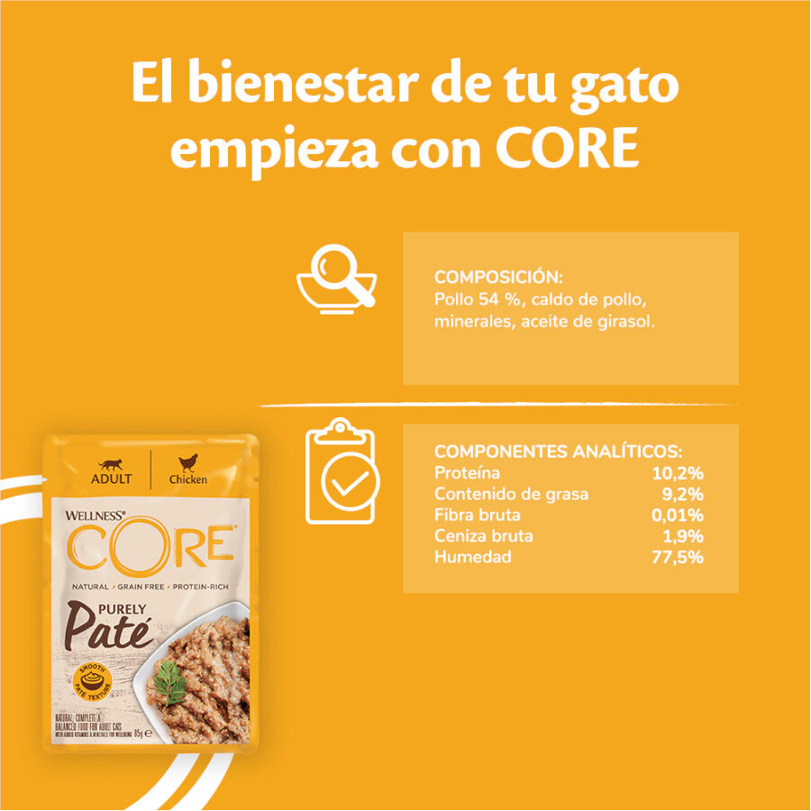 85 g Wellness Core Adult Purely Frango em Pat&ecirc; Saqueta para gatos, , large Imagem n&uacute;mero 5