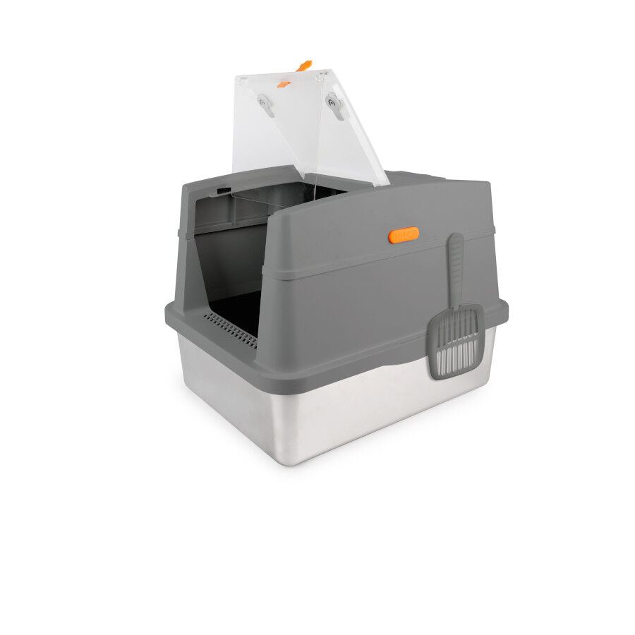 All For Paws Go Fresh Caixa de Areia com tampoa em a&ccedil;o inoxid&aacute;vel cinzenta para gatos, , large Imagem n&uacute;mero 2