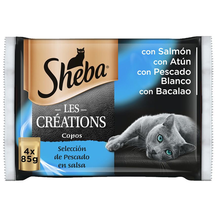 4 saquetas x 85 g Sheba Les Cr&eacute;ations Peixe Molho em Saqueta para Gatos - Multipack, , large Imagem n&uacute;mero 1