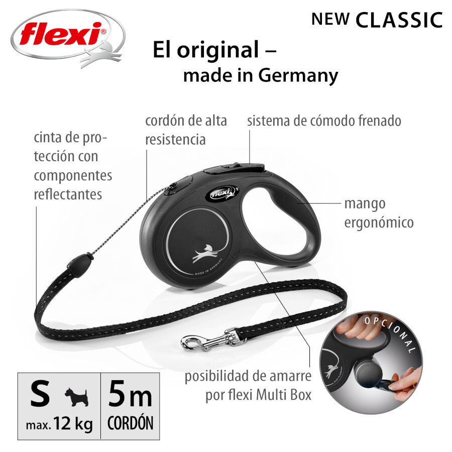 Flexi New Classic&nbsp;Trela extens&iacute;vel com cord&atilde;o preto para c&atilde;es, , large Imagem n&uacute;mero 2
