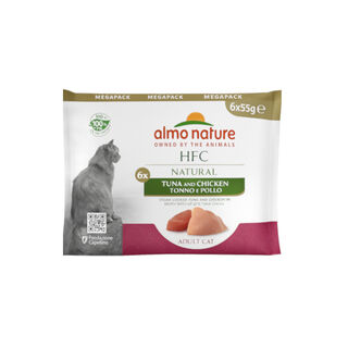 Almo Nature HFC Natural Variado Receitas de Atum e Frango em sachê para gatos