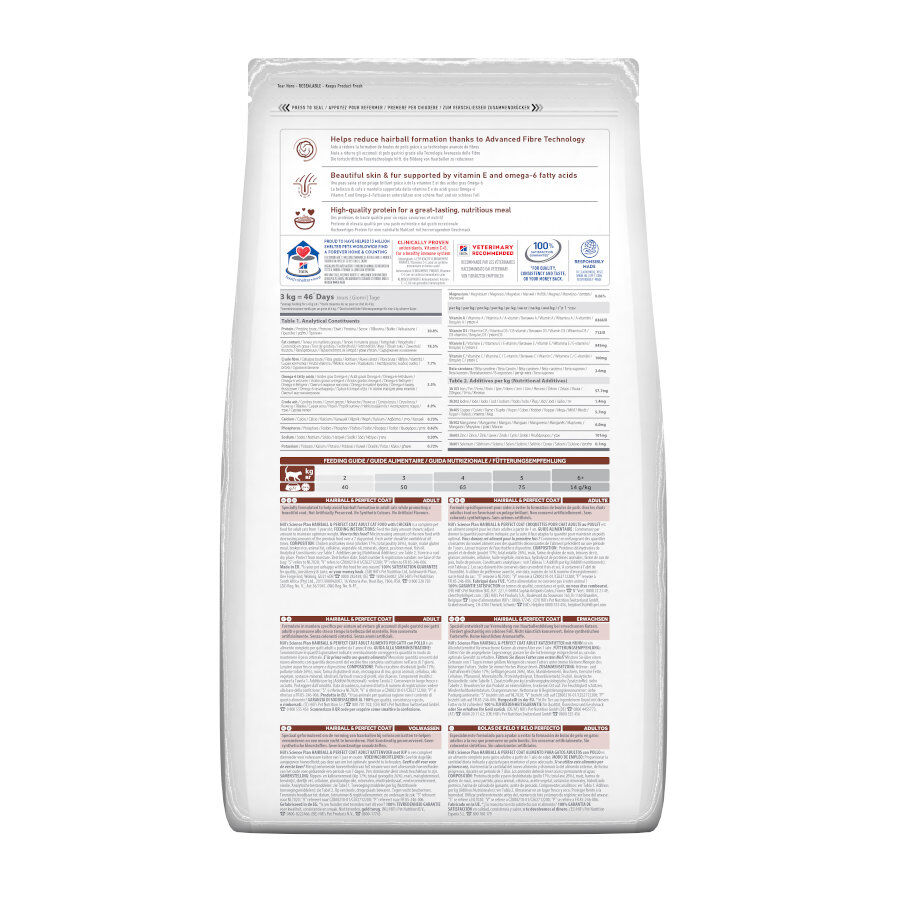 1.5 kg Hill's Science Plan Adult Hairball & Perfect Coat Ra&ccedil;&atilde;o de frango para gatos, , large Imagem n&uacute;mero 6