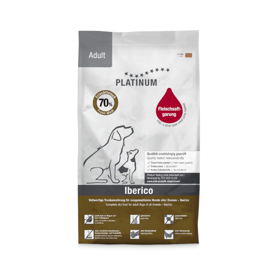 2 x 5 kg Platinum Adult Ib&eacute;rico ra&ccedil;&atilde;o para c&atilde;es Pack poupan&ccedil;a!, , large Imagem n&uacute;mero 1