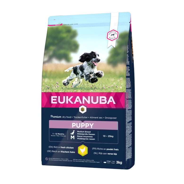15 kg Eukanuba Puppy Medium Ração de frango para cães,  Imagem número 3 15 kg Eukanuba Puppy Medium Ração de frango para cães, , large Imagem número 3