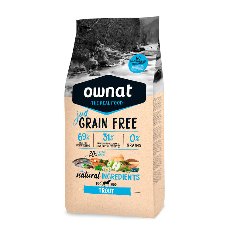 Ownat Just Grain Free Truta ração para cães,  Imagem número 1 Ownat Just Grain Free Truta ração para cães, , large Imagem número 1