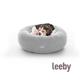 Leeby Cama de pelo cinzenta com ovelhas com cobertura amovível para cachorros