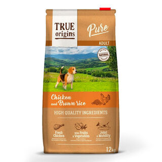 True Origins Adult Pure Frango e Arroz ração para cães