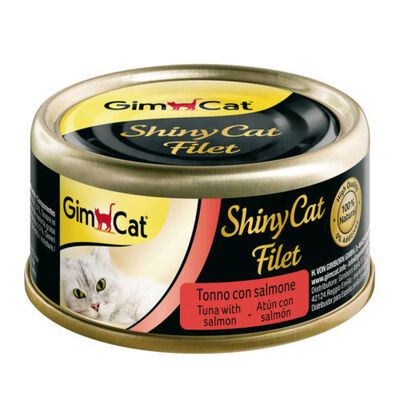 Gimcat Shiny Filet atum com salmão lata para gatos