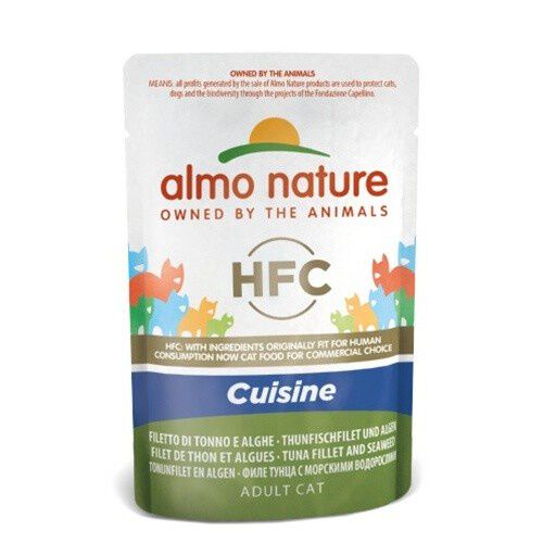 Almo Nature Cuisine At&uacute;n y Algas sobre comida h&uacute;meda para gato Imagem n&uacute;mero 1
