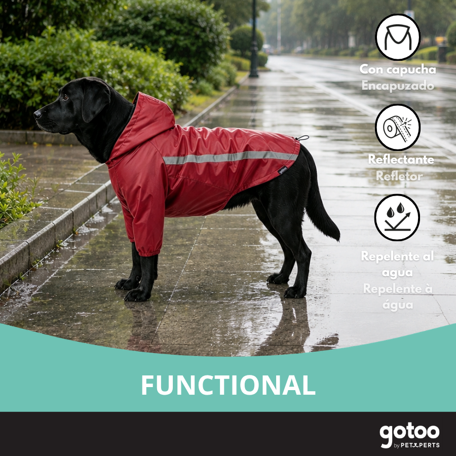 Gotoo Casaco Imperme&aacute;vel Refletor Vermelho para c&atilde;es, , large Imagem n&uacute;mero 6