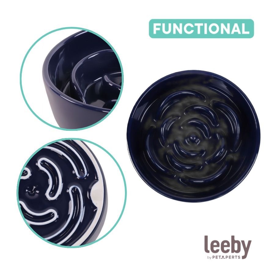 Leeby Comedouro Lento de Cer&acirc;mica Azul para c&atilde;es, , large Imagem n&uacute;mero 3