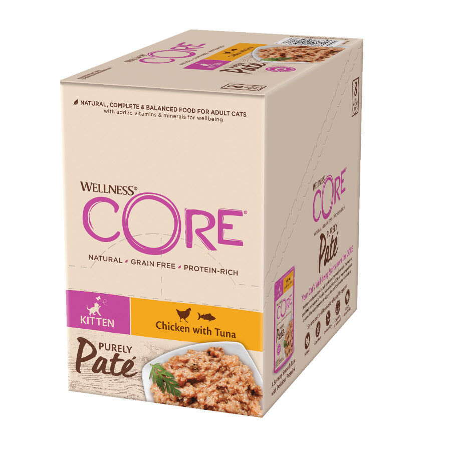 12 saquetas x 85 g Wellness Core Kitten Frango em Pat&ecirc; para gatinhos Pack poupan&ccedil;a!, , large Imagem n&uacute;mero 1