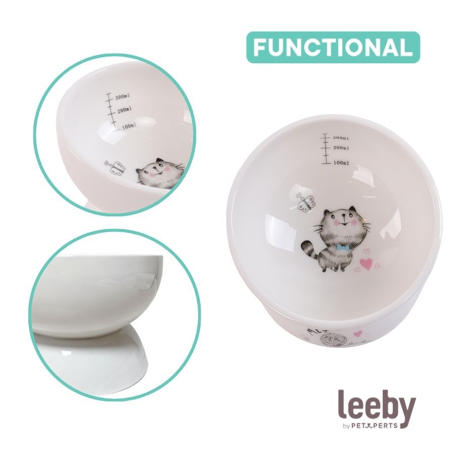 Leeby Comedouro Elevado de Cer&acirc;mica Branco para Gatos, , large Imagem n&uacute;mero 3