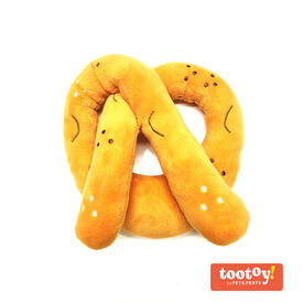 Tootoy! Comfort Baked Pretzel Cuddler peluche com som para cães