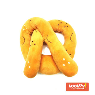 Tootoy! Comfort Baked Pretzel Cuddler peluche com som para cães
