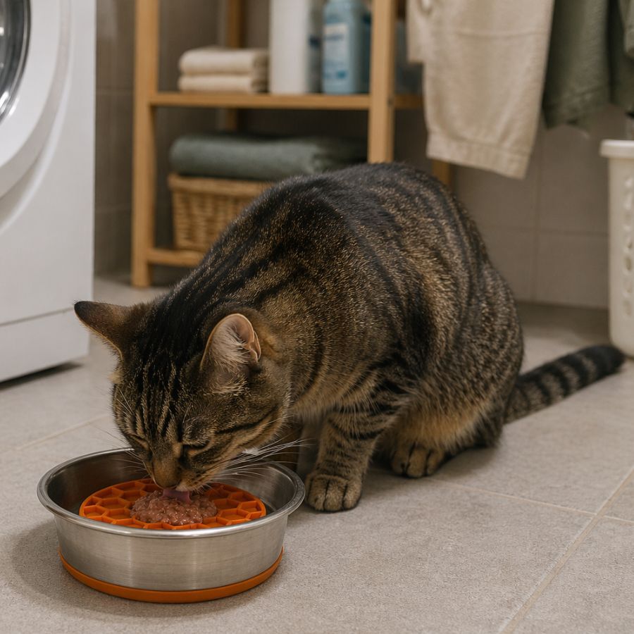 Leeby Comedouro Lento em A&ccedil;o Inoxid&aacute;vel para gatos, , large Imagem n&uacute;mero 1
