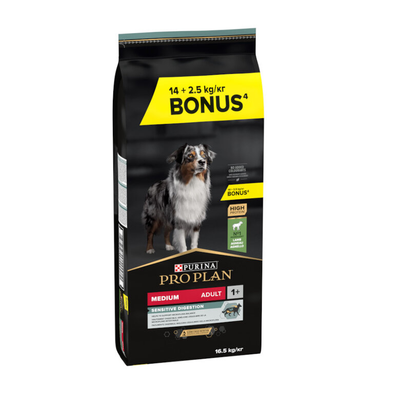 16.5 kg (14 + 2.5 kg grátis!) Pro Plan Adult Medium Digestão Sensível Ração de borrego para cães,  Imagem número 1 16.5 kg (14 + 2.5 kg grátis!) Pro Plan Adult Medium Digestão Sensível Ração de borrego para cães, , large Imagem número 1