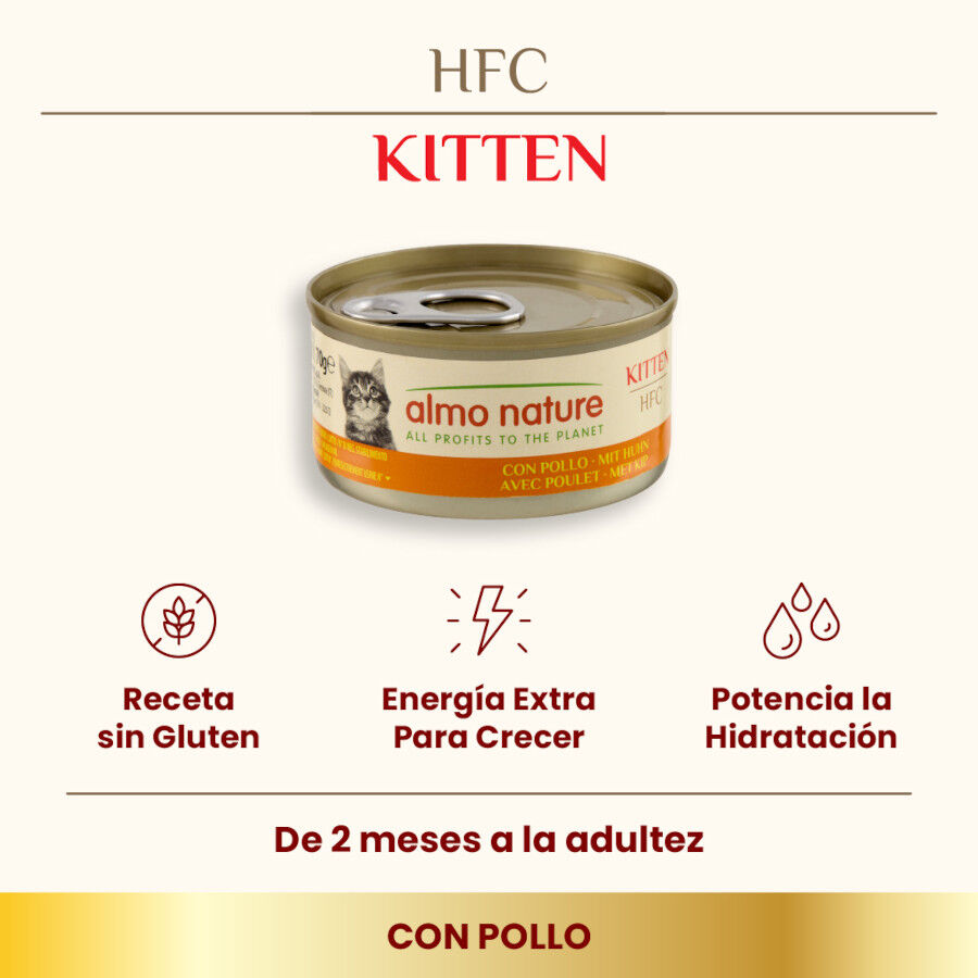 70 g Almo Nature Kitten HFC Frango lata para gatos, , large Imagem n&uacute;mero 2