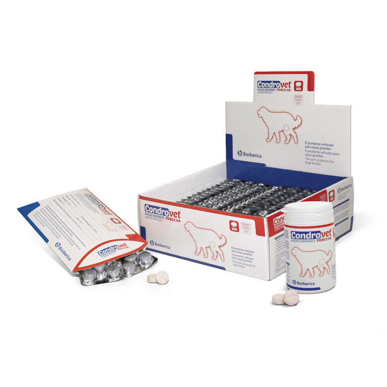 80 comprimidos Bioiberica Condrovet Force Ha Condroprotetor para cães de raças grandes,  Imagem número 2 80 comprimidos Bioiberica Condrovet Force Ha Condroprotetor para cães de raças grandes, , large Imagem número 2