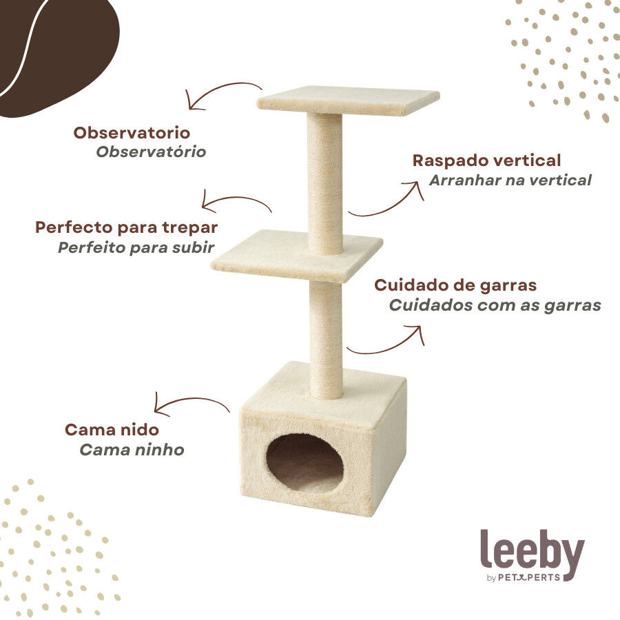 Leeby Colette torre arranhadora com cama nido bege para gatos, , large Imagem n&uacute;mero 3