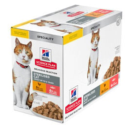 Hill's Science Plan Esterilizado Adulto Frango e Salm&atilde;o em Molho para Gatos