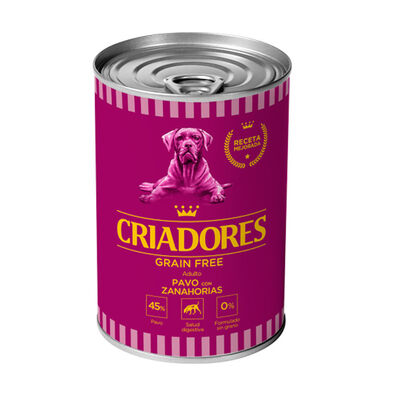 Criadores Adulto Grain Free peru com cenouras lata cães